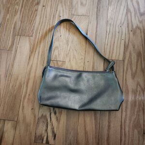 Emilie M Bag Womens Size Shoulder‎ Metallic Silver Zipper Closure Glam Chic